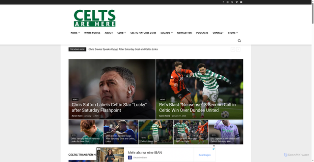 Security scan screenshot of https://celtsarehere.com