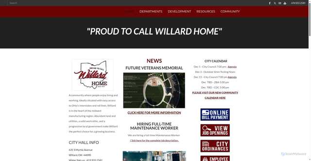 Security scan screenshot of https://www.willardohio.gov/