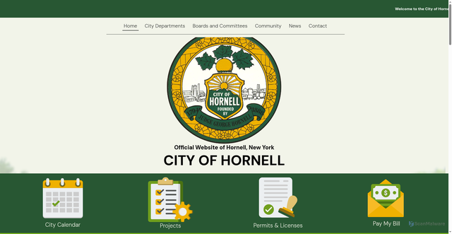Security scan screenshot of https://cityofhornell.gov/