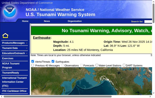 Security scan screenshot of https://tsunami.gov/