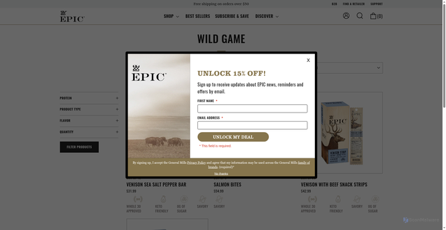 Security scan screenshot of https://epicprovisions.com/collections/wild-game