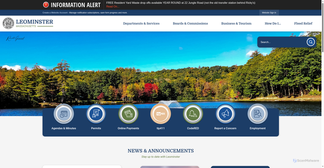 Security scan screenshot of https://leominster-ma.gov/