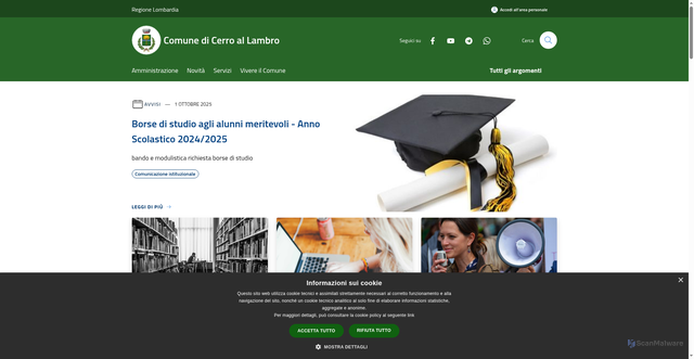 Security scan screenshot of https://www.comune.cerroallambro.mi.it/it