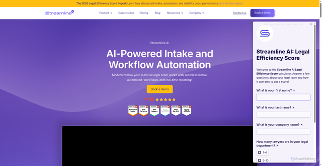 Security scan screenshot of https://streamline.ai