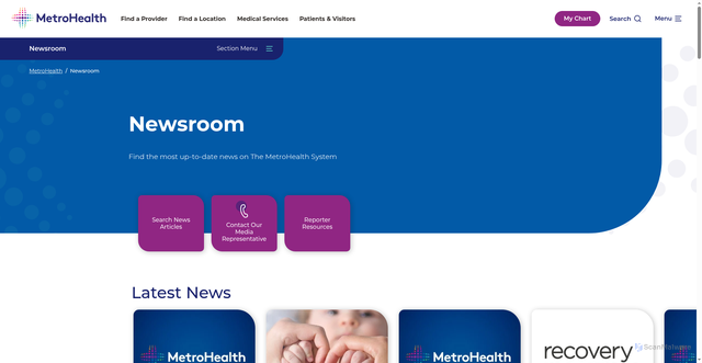 Security scan screenshot of https://www.metrohealth.org/en/newsroom/