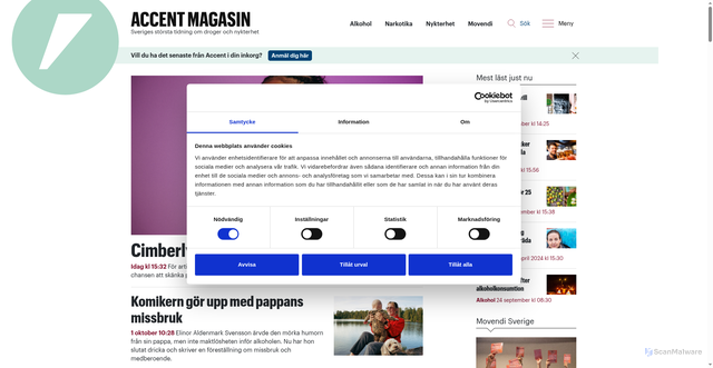 Security scan screenshot of https://accentmagasin.se