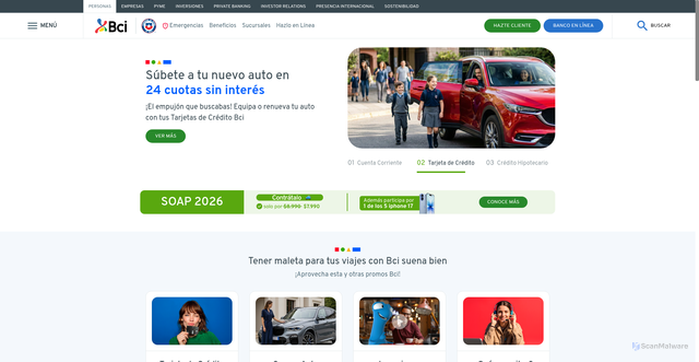 Security scan screenshot of https://www.bci.cl