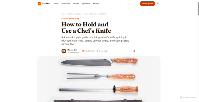 Security scan screenshot of https://rafuxo.pages.dev/how-to-hold-and-use-a-chefs-knife/