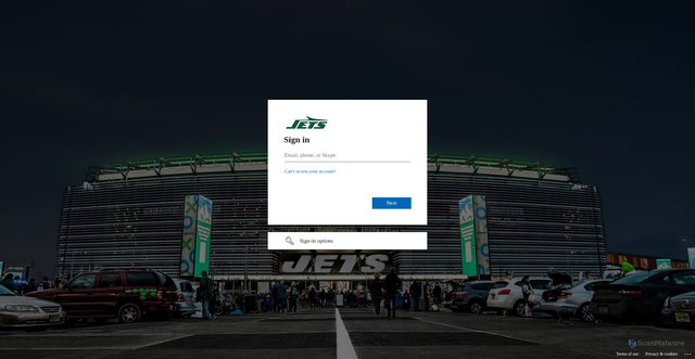 Security scan screenshot of https://newyorkjets-my.sharepoint.com
