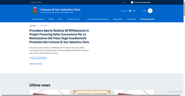 Security scan screenshot of https://www.comune.sanvalentinotorio.sa.it/