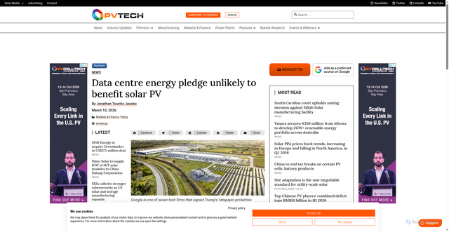 Security scan screenshot of https://www.pv-tech.org/data-centre-energy-pledge-unlikely-to-benefit-solar-pv/
