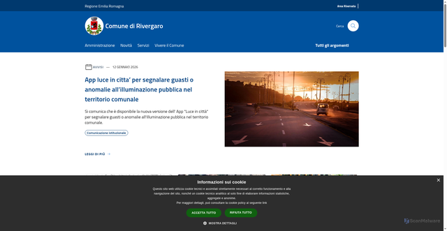 Security scan screenshot of https://www.comune.rivergaro.pc.it/it