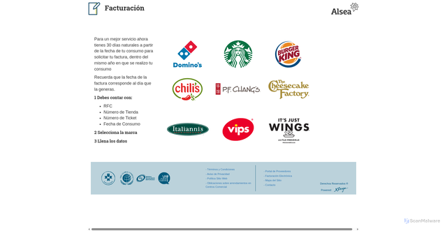 Security scan screenshot of https://alsea.interfactura.com