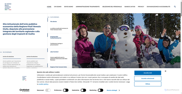 Security scan screenshot of https://www.promoturismo.fvg.it/