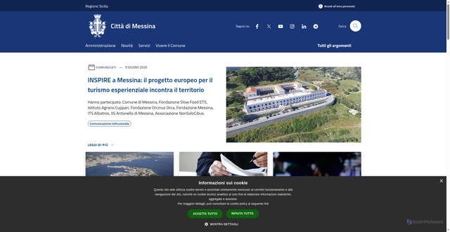 Security scan screenshot of https://www.comune.messina.it