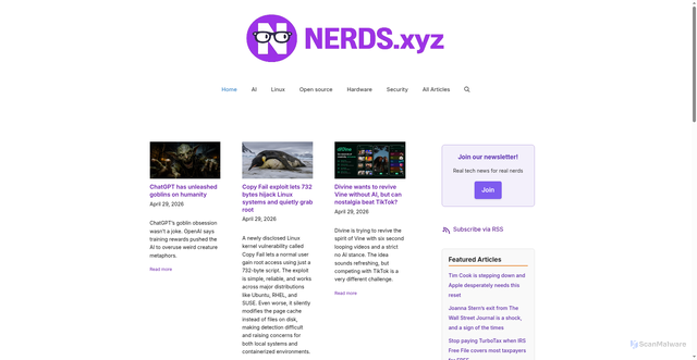 Security scan screenshot of https://nerds.xyz/