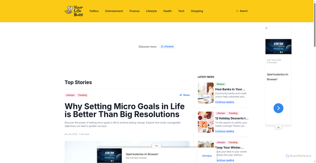 Security scan screenshot of https://www.yourlifebuzz.com