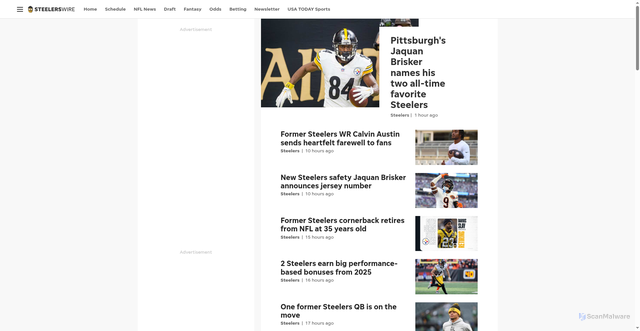 Security scan screenshot of https://steelerswire.usatoday.com