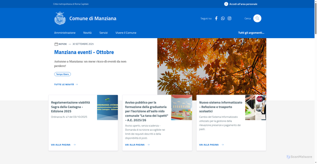 Security scan screenshot of https://www.comune.manziana.rm.it/