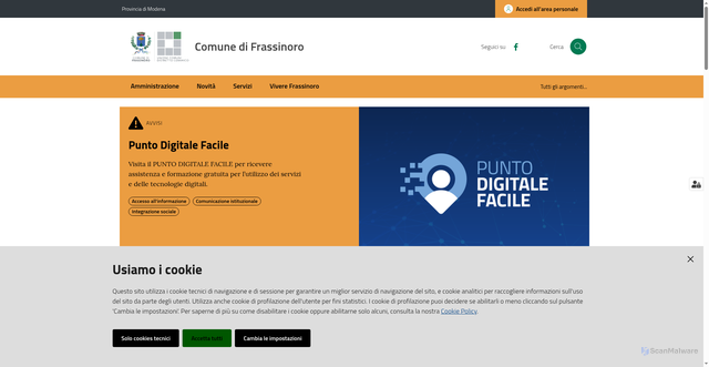 Security scan screenshot of https://www.comune.frassinoro.mo.it/
