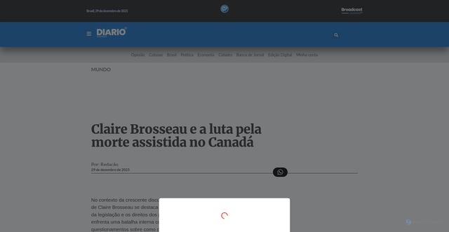 Security scan screenshot of https://diario.dopovo.com.br/2025/12/29/claire-brosseau-e-a-luta-pela-morte-assistida-no-canada/