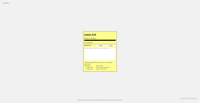 Security scan screenshot of https://postoffice-7hr.pages.dev/user-txt