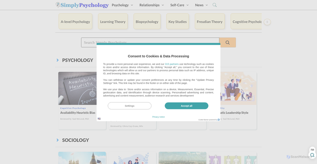 Security scan screenshot of https://www.simplypsychology.org