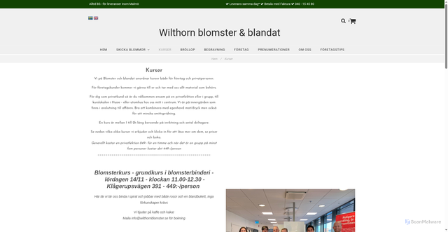 Security scan screenshot of https://blomsterkurs.se