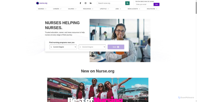Security scan screenshot of https://nurse.org