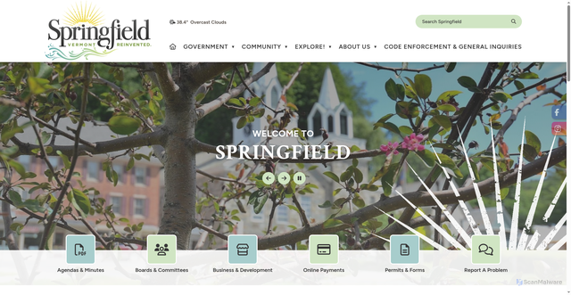 Security scan screenshot of https://springfieldvt.gov/