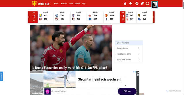 Security scan screenshot of https://www.unitedreds.com/