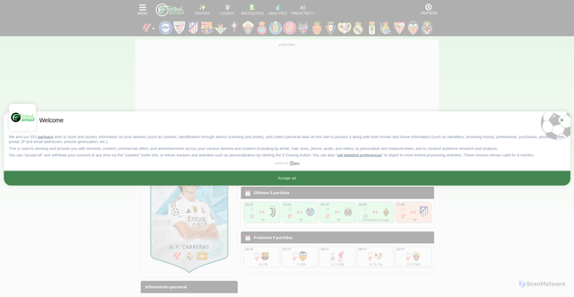 Security scan screenshot of https://www.futbolfantasy.com/jugadores/lvaro-fernandez-1