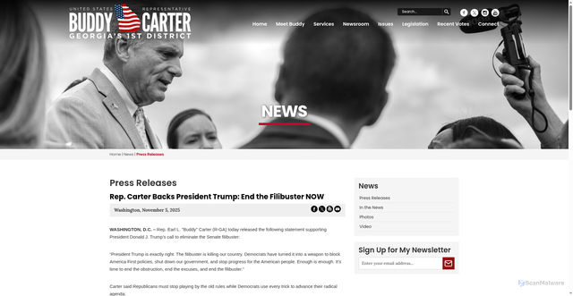 Security scan screenshot of https://buddycarter.house.gov/news/documentsingle.aspx?DocumentID=15981