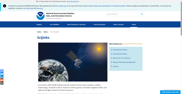 Security scan screenshot of https://www.nesdis.noaa.gov/about/k-12-education/scijinks