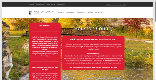Security scan screenshot of https://www.co.houston.mn.us/