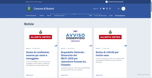 Security scan screenshot of https://comune.budoni.ss.it/