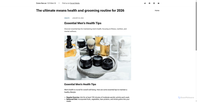 Security scan screenshot of https://manamorphasis.com/essential-mens-health-tips/