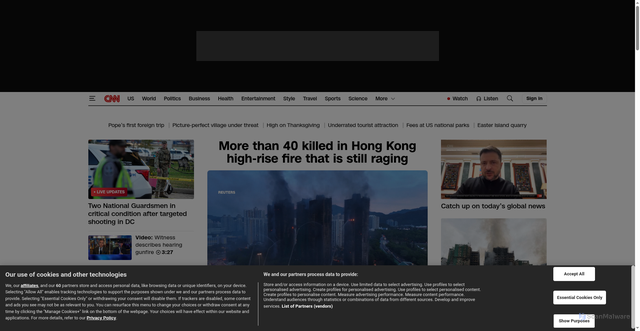 Security scan screenshot of https://www.cnn.com/