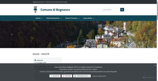 Security scan screenshot of https://comune.bognanco.vb.it