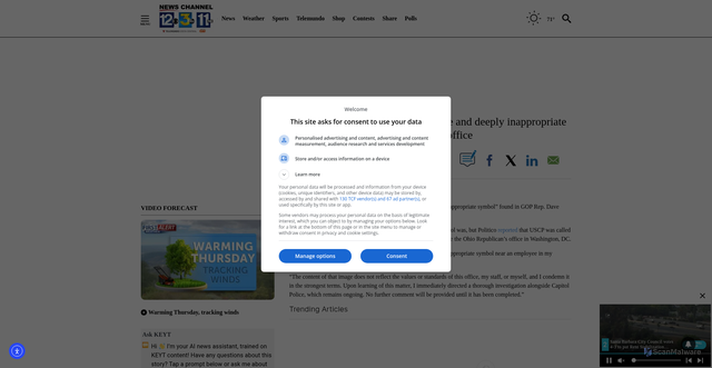 Security scan screenshot of https://keyt.com/politics/cnn-us-politics/2025/10/15/us-capitol-police-investigating-vile-and-deeply-inappropriate-symbol-found-in-gop-lawmakers-office/