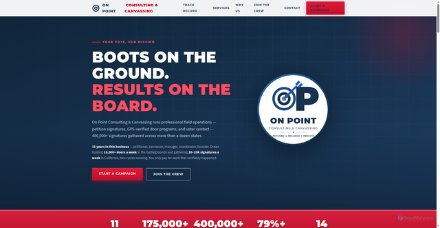 Security scan screenshot of https://onpointccc.com/