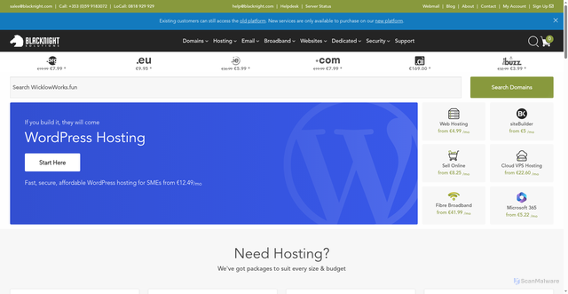 Security scan screenshot of https://blacknight.ie