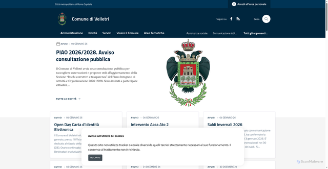Security scan screenshot of https://www.comune.velletri.rm.it/