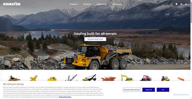 Security scan screenshot of https://www.komatsu.com
