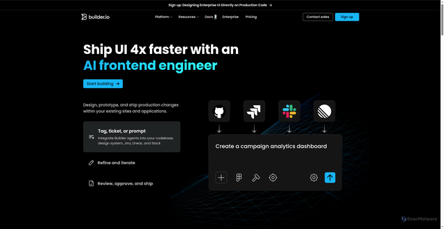 Security scan screenshot of https://www.builder.io
