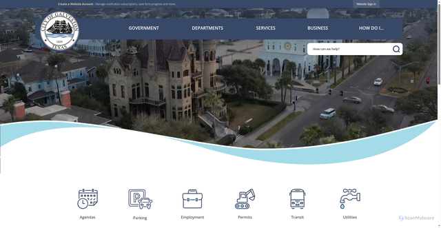 Security scan screenshot of https://galvestontx.gov/
