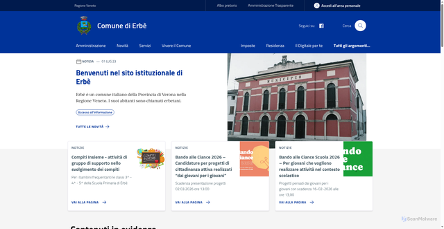 Security scan screenshot of https://www.comune.erbe.vr.it/