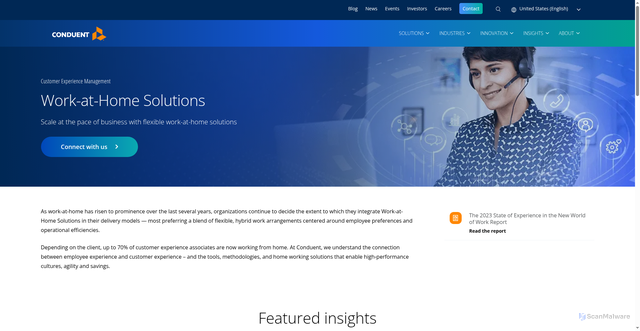 Security scan screenshot of https://www.conduent.com/customer-experience-management/work-at-home/
