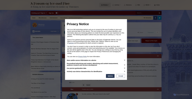 Security scan screenshot of https://asoiaf.westeros.org/index.php?%2Ftopic%2F165624-rick-morty%E2%80%A6-just-discovered-spoilers%2F=