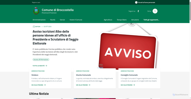 Security scan screenshot of https://comune.broccostella.fr.it/